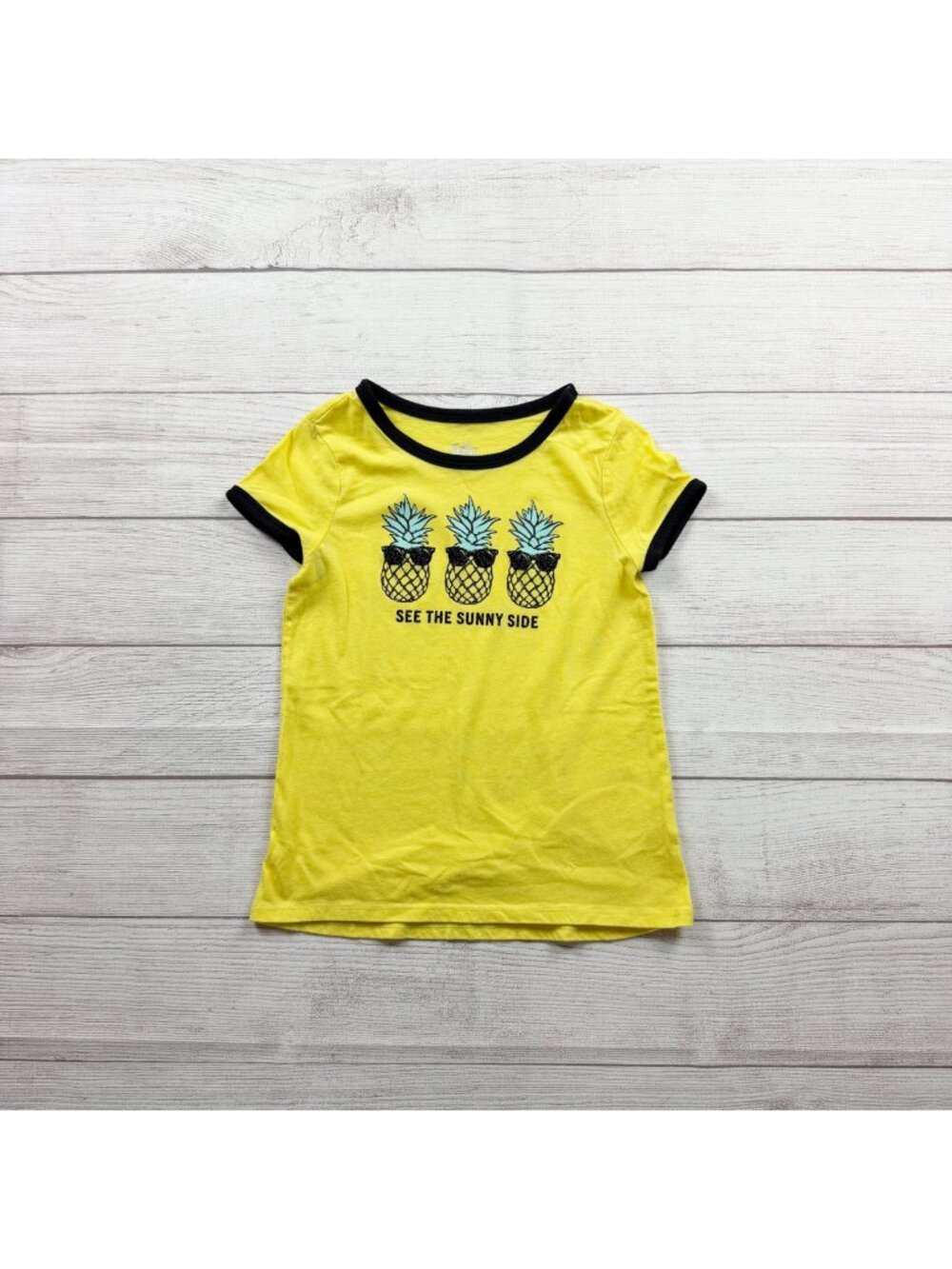 Justice Yellow "See The Sunny Side" Pineapple Graphic Girls T-Shirt 7